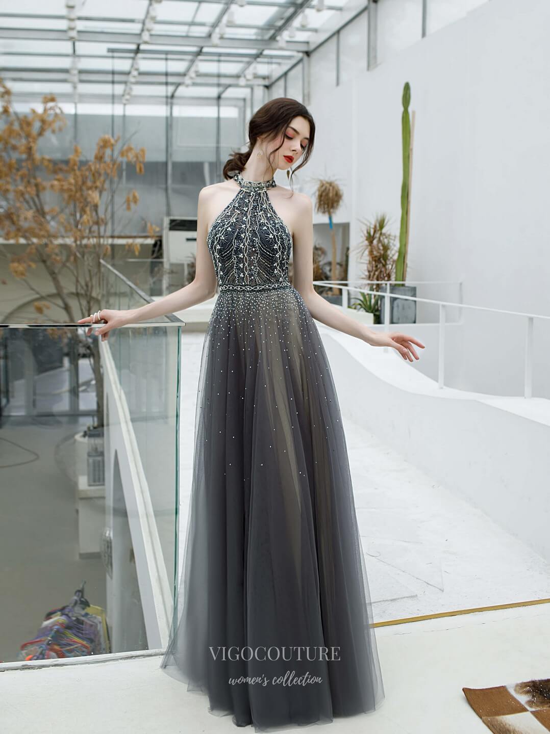 Beaded Halter Neck Prom Dress 20186 Custom Colors / US4 Beaded Halter Neck Prom Dress 20186 Custom Colors / US4