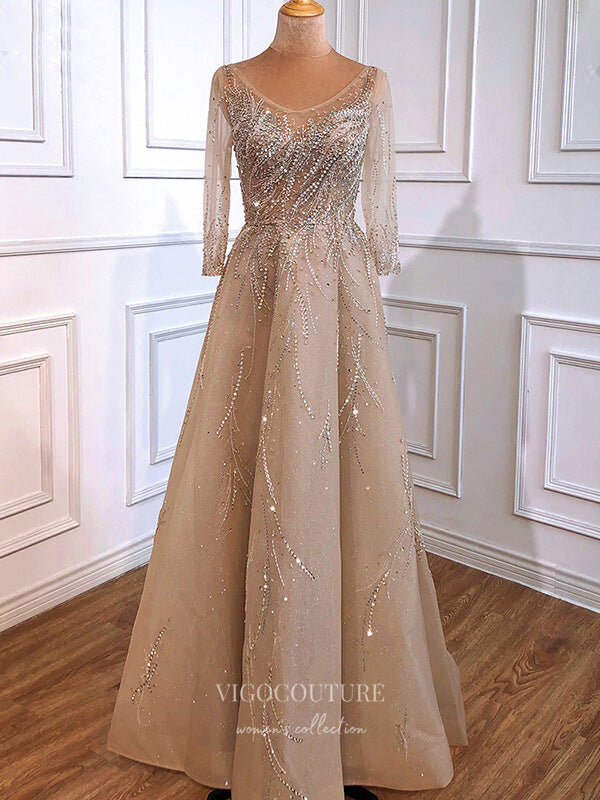 Beaded Long Sleeve Prom Dresses Boat Neck Evening Dresses 21304 - Custom Colors / US12 Beaded Long Sleeve Prom Dresses Boat Neck Evening Dresses 21304 - Custom Colors / US12