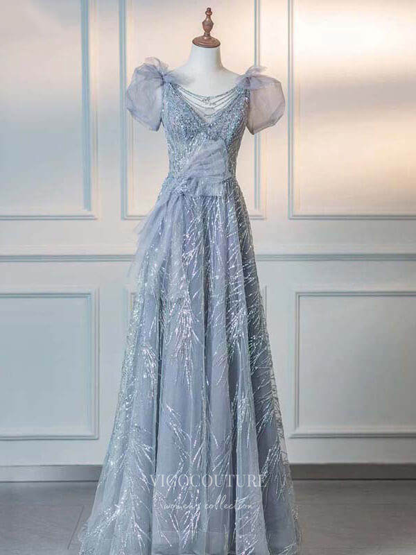 Beaded Prom Dresses Puffed Sleeve Evening Dresses 21215 vigocouture Beaded Prom Dresses Puffed Sleeve Evening Dresses 21215 vigocouture