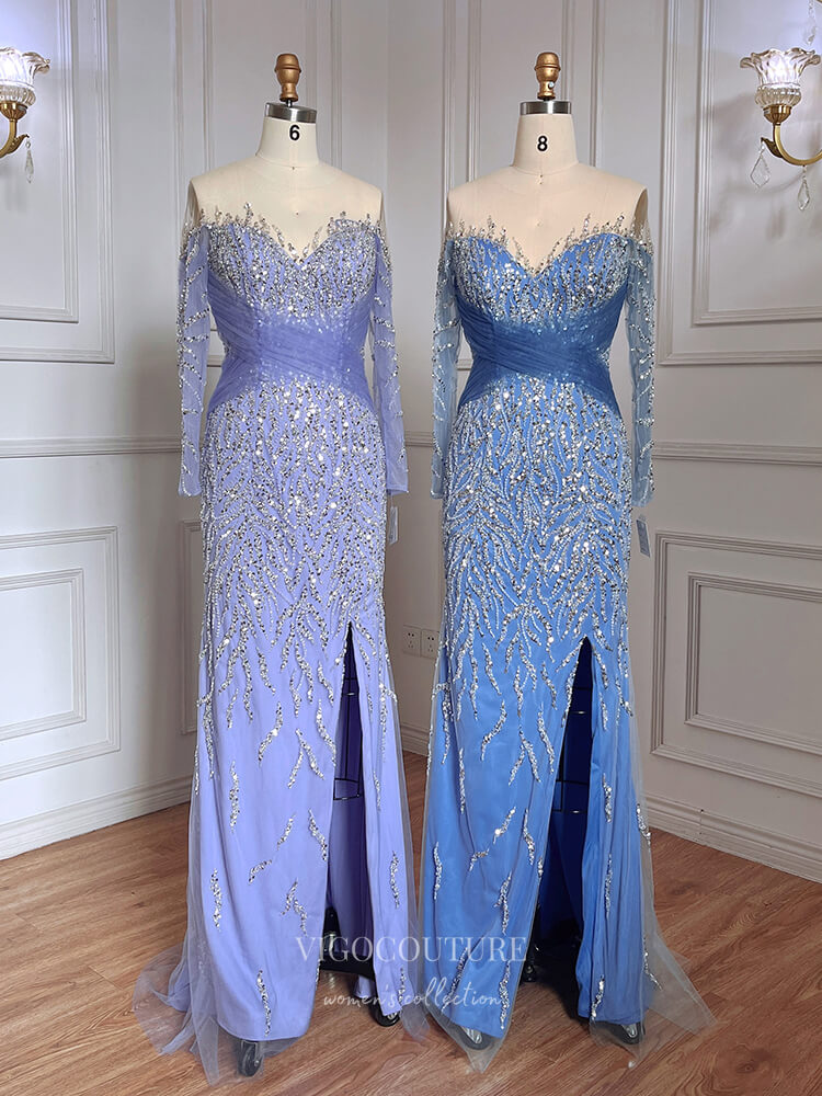 Beaded Sheath Prom Dresses Detachable Train 1920s Evening Dress 22134 Lavender / US6 Beaded Sheath Prom Dresses Detachable Train 1920s Evening Dress 22134 Lavender / US6