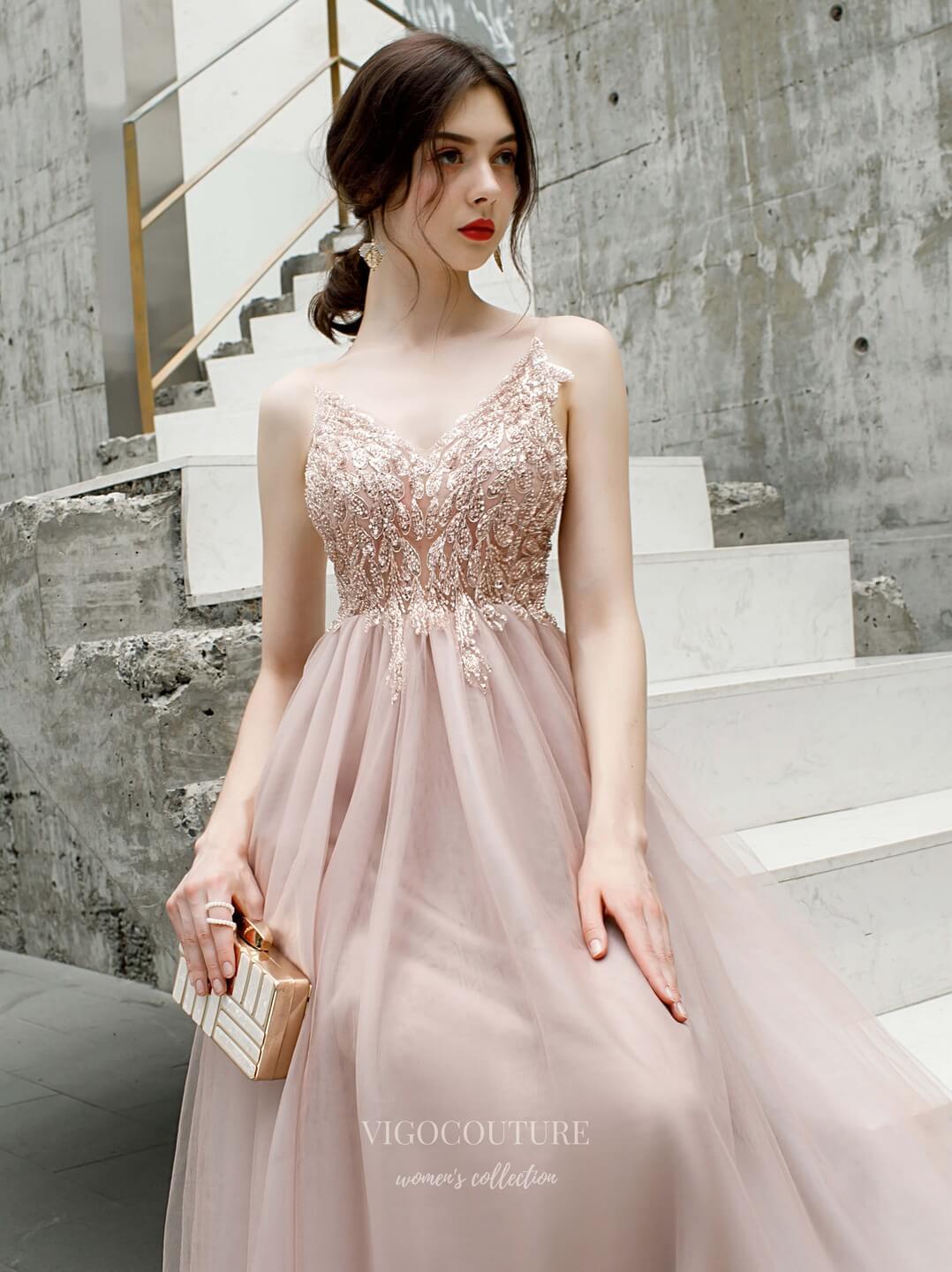 Beaded Spaghetti Strap Prom Dress 20191 vigocouture Beaded Spaghetti Strap Prom Dress 20191 vigocouture