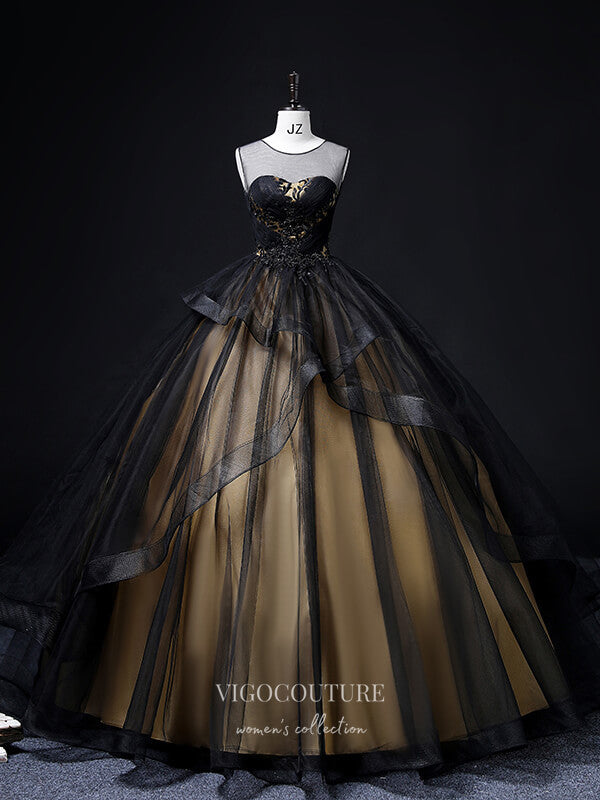Black Lace Applique Quinceanera Dresses Tiered Princess Dresses 21360 Black / US14 Black Lace Applique Quinceanera Dresses Tiered Princess Dresses 21360 Black / US14