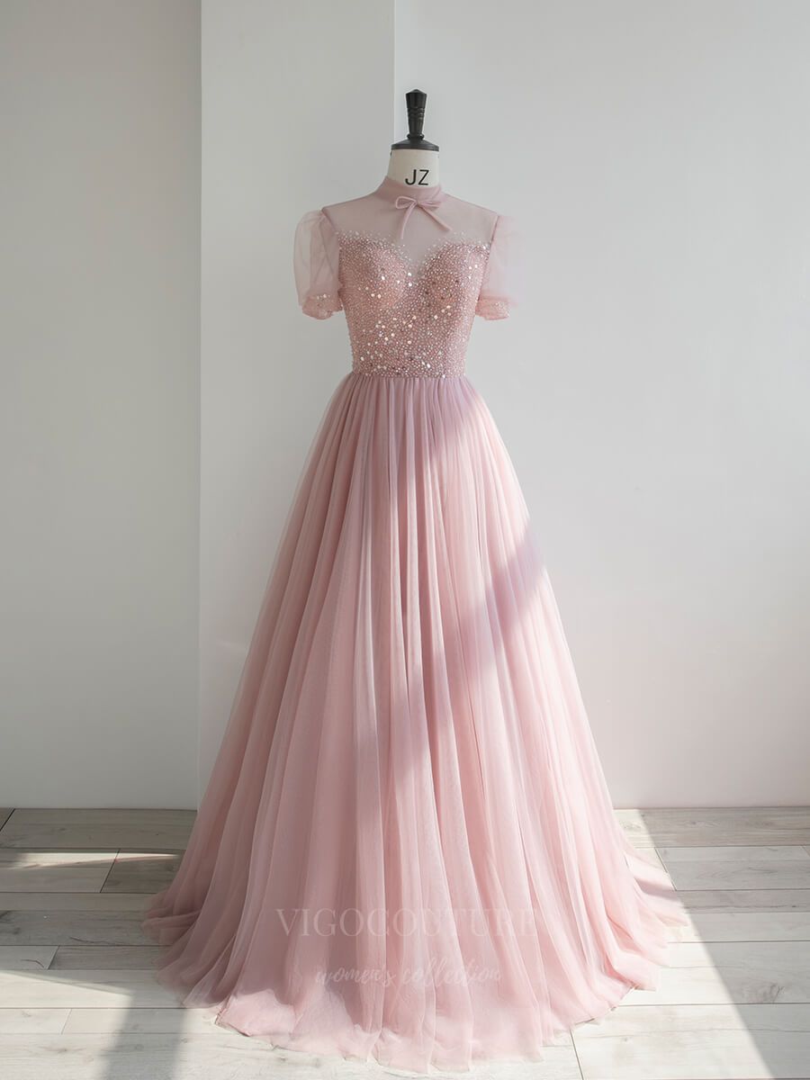 Blush Beaded High Neck Prom Dress 20652 Blush / 26W Blush Beaded High Neck Prom Dress 20652 Blush / 26W