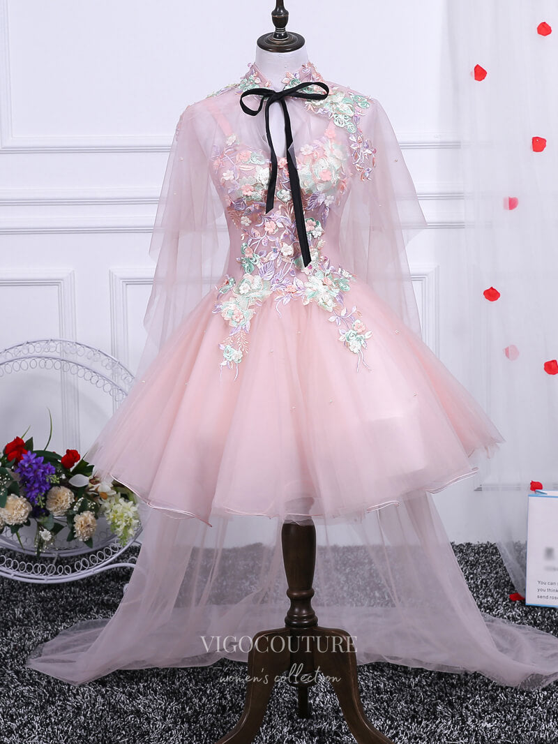 short prom dress with cape Leely Women Sparkly Light Green Appliqued Short Prom Dress with Cape Ruffled Thick Straps Bodycon Pageant Dress