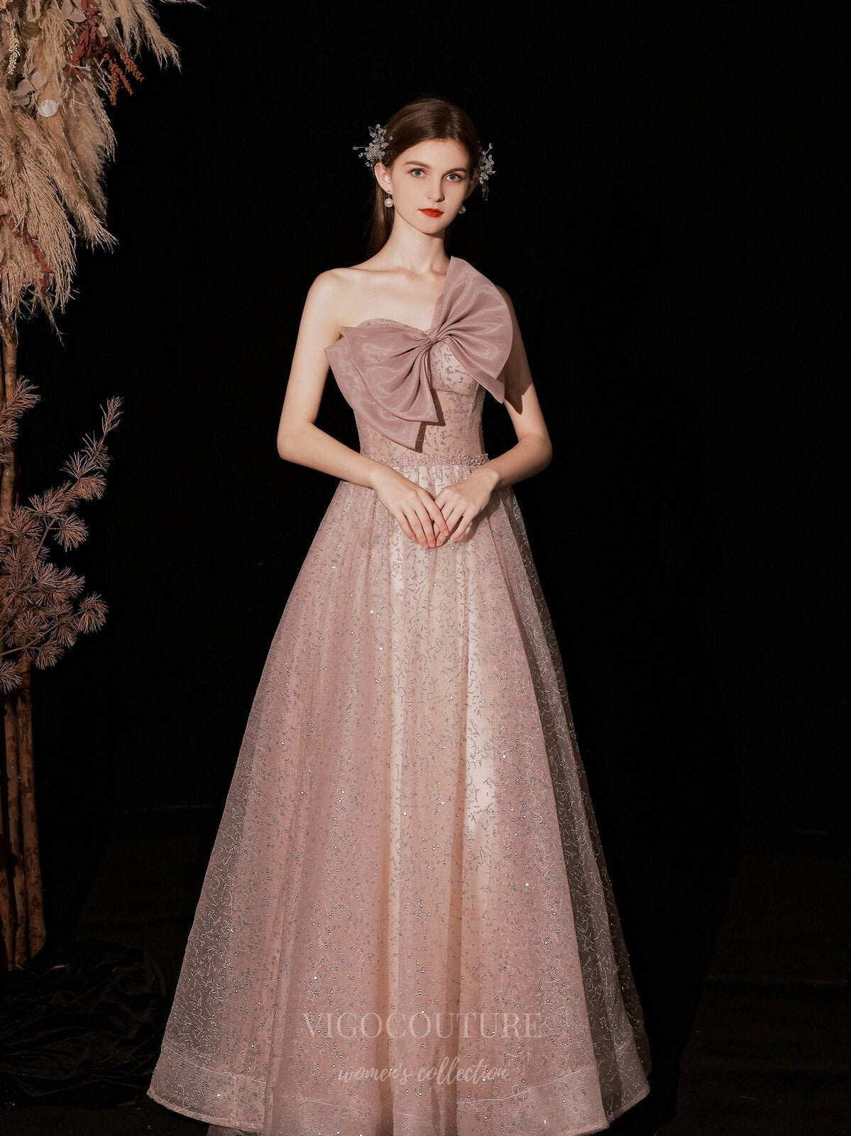 blush sparkly prom dress ZAPAKA Women Blush Long Prom Dress with Slit Mermaid Strapless Corset Satin Formal Dress with Rhinestones, Blush / US16W