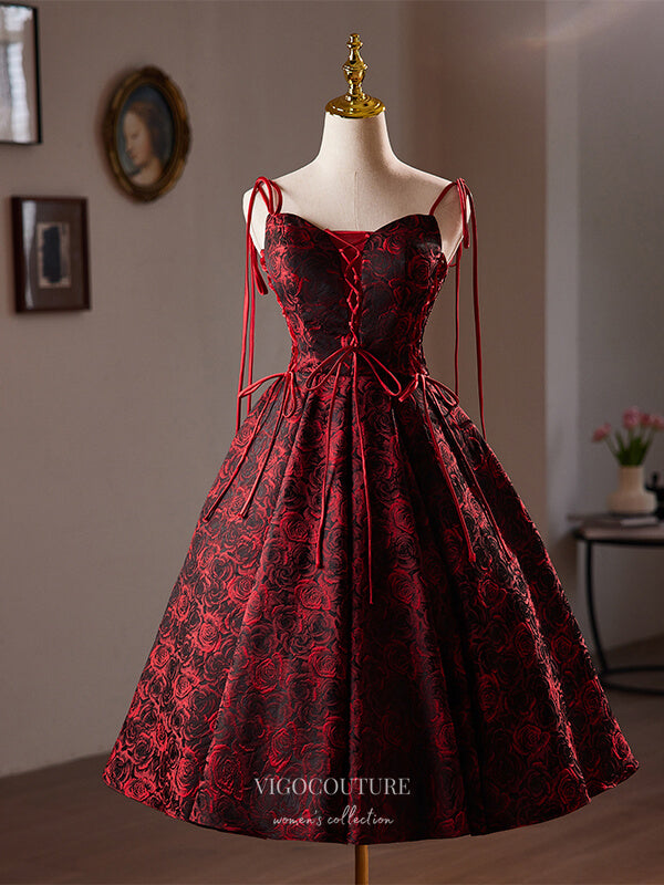 Burgundy Jacquard Satin Homecoming Dress Floral Print Back to School Dress hc349 Burgundy / Custom Size Burgundy Jacquard Satin Homecoming Dress Floral Print Back to School Dress hc349 Burgundy / Custom Size