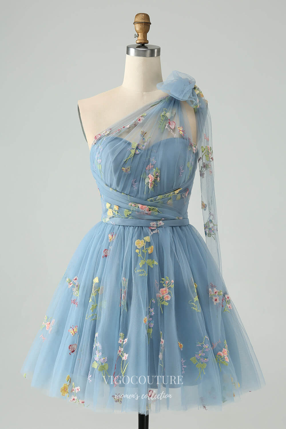 Dusty Blue One Shoulder Homecoming Dresses Lace Applique Back to School Dress hc374 Custom Colors / US8 Dusty Blue One Shoulder Homecoming Dresses Lace Applique Back to School Dress hc374 Custom Colors / US8