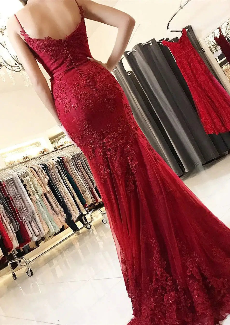 Prom Dresses 2025 to impress Elegant Lace Mermaid Prom Dresses 2025 with Spaghetti Straps – 25106-vigocouture-vigocouture