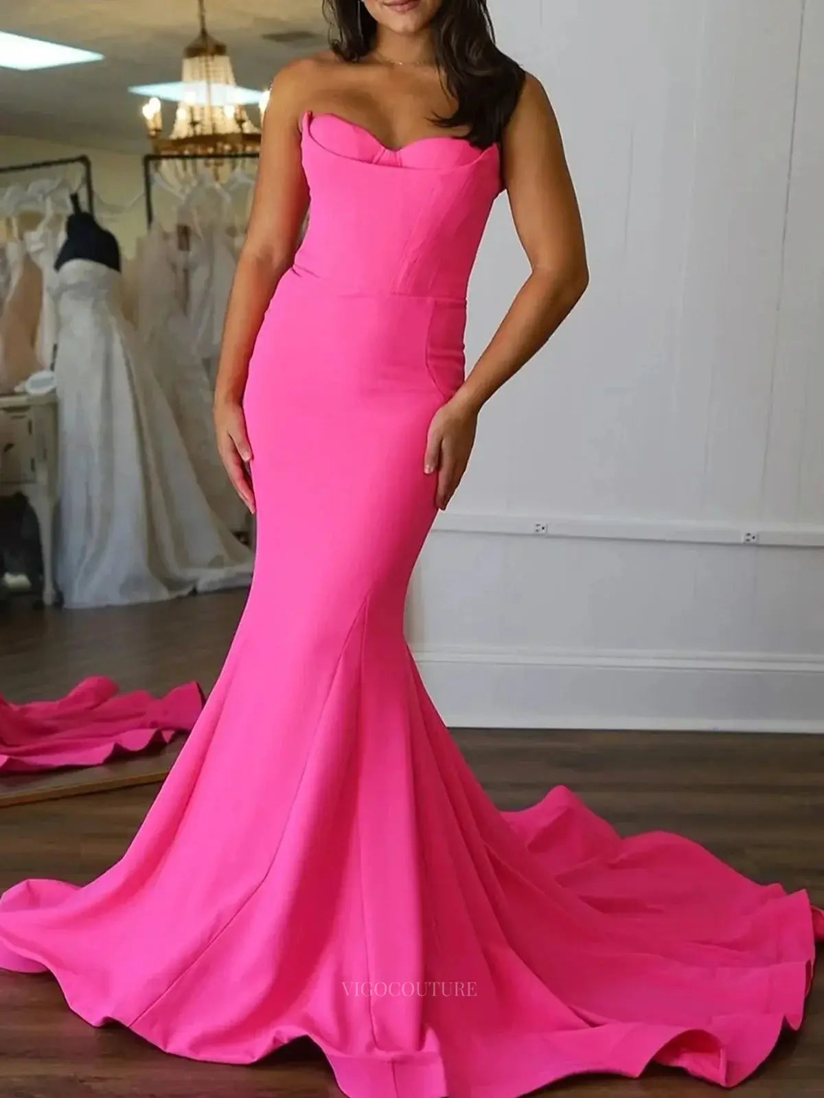 Prom Dresses 2025 to impress Elegant Satin Mermaid Prom Dresses 2025 Strapless Sweetheart Neck Formal Dress – 25125-vigocouture-vigocouture