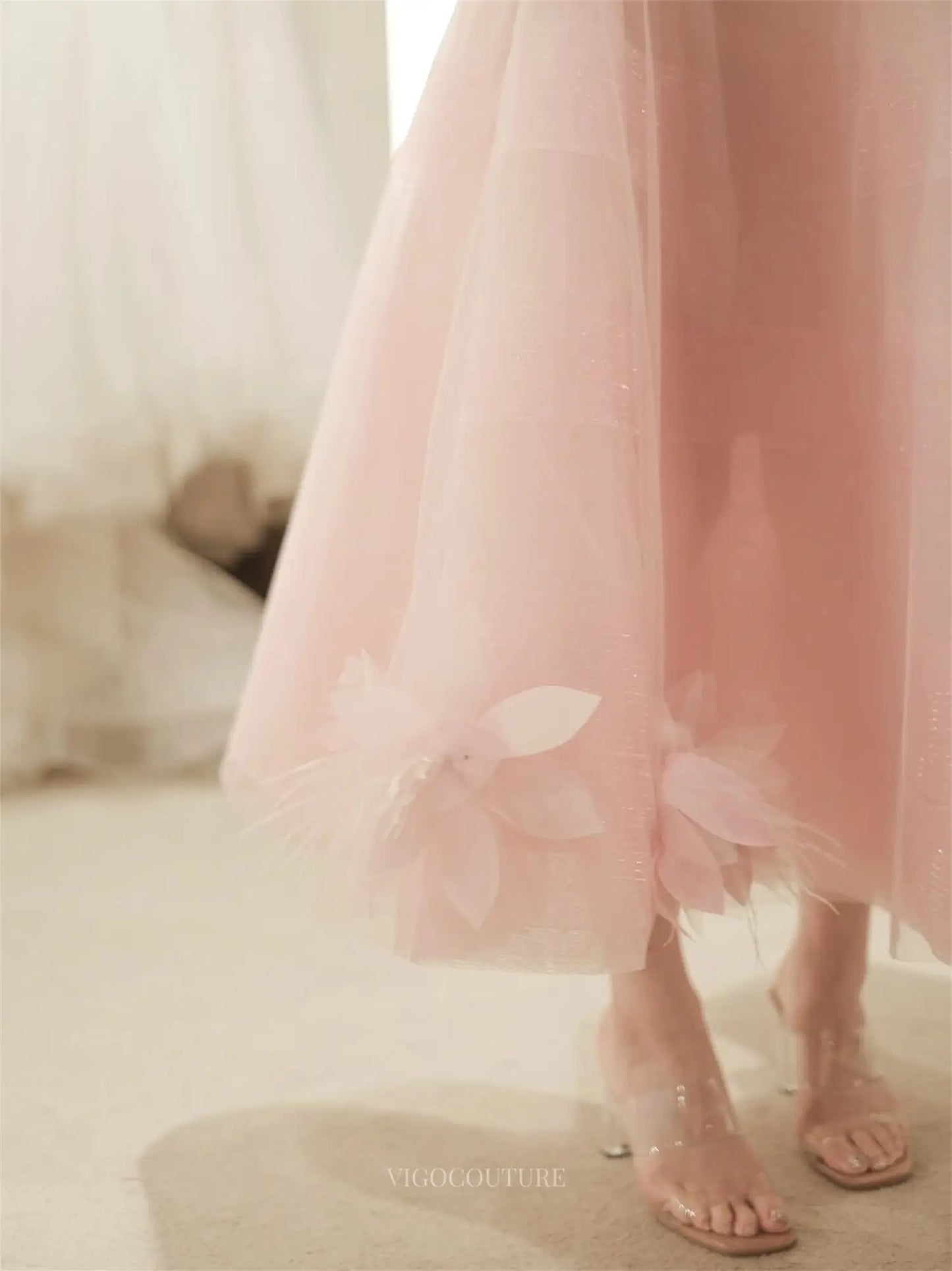 Prom Dresses 2025 to impress Featherly - Pink Floral Short Prom Dress-vigocouture-vigocouture