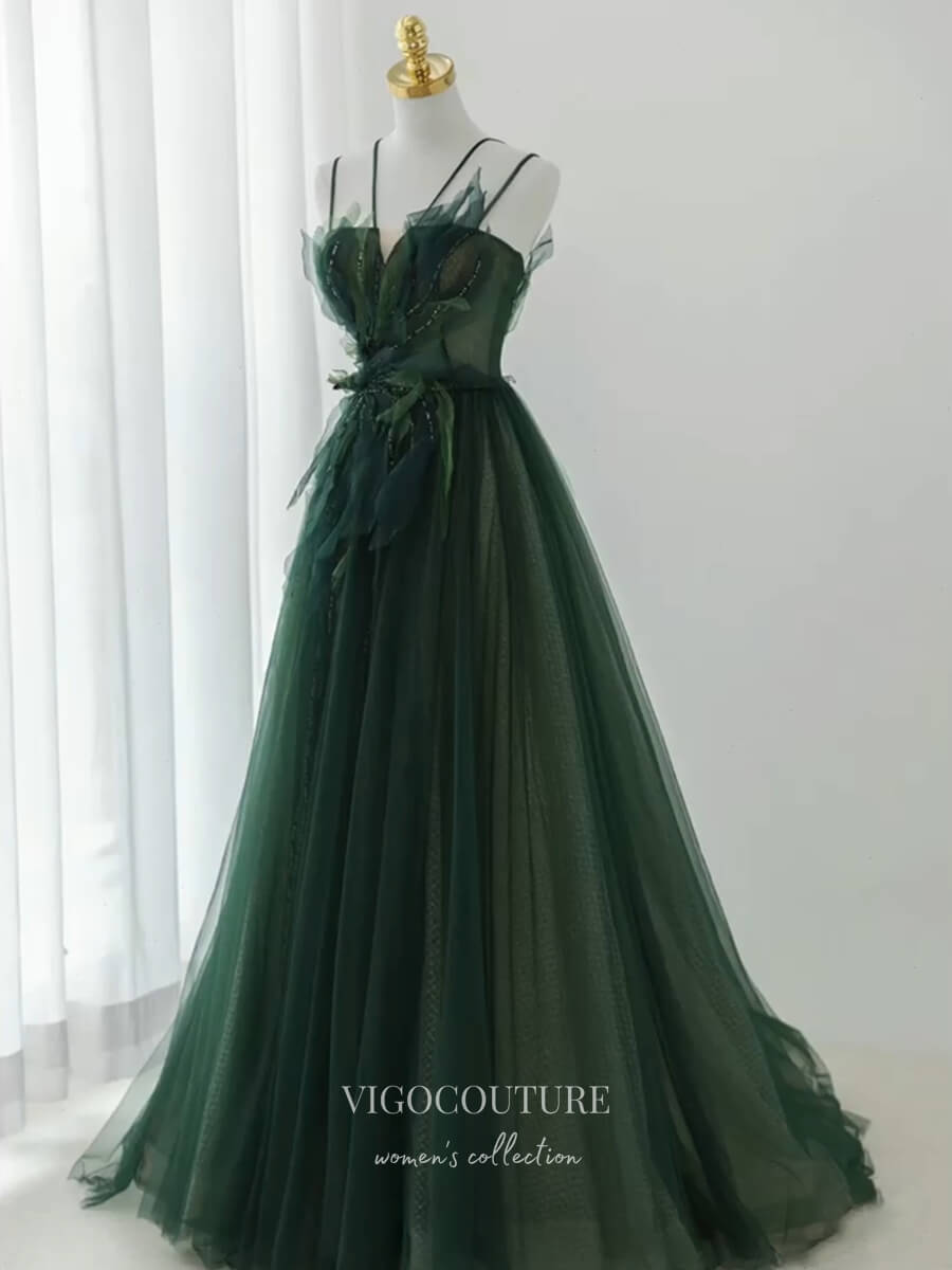 Green Tulle Long A-Line Prom Dress, Green Formal Evening Dress US 16 / Custom Color Green Tulle Long A-Line Prom Dress, Green Formal Evening Dress US 16 / Custom Color