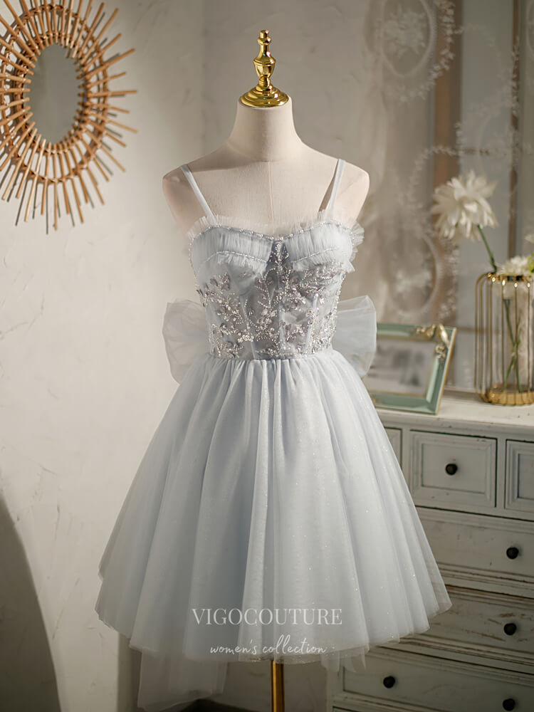 Grey Beaded Lace Homecoming Dresses Spaghetti Strap Dama Dresses hc138 Grey / 22W Grey Beaded Lace Homecoming Dresses Spaghetti Strap Dama Dresses hc138 Grey / 22W