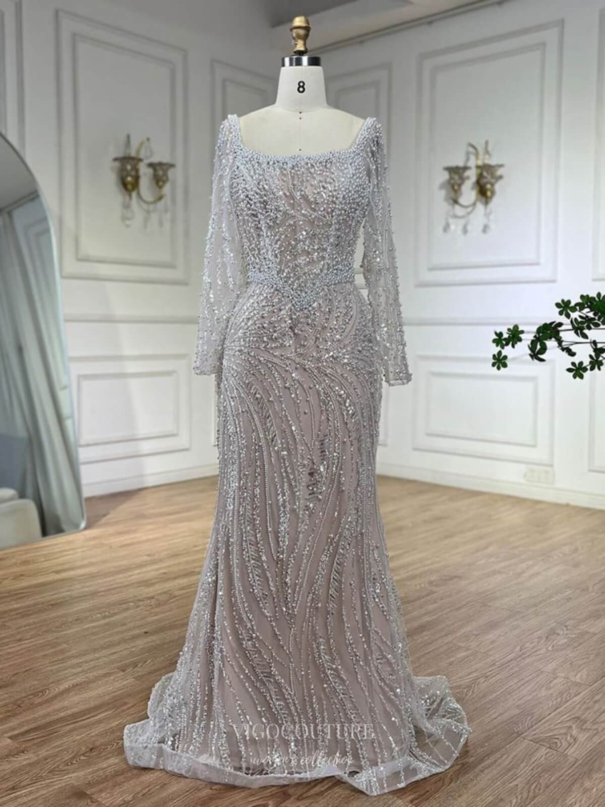 Ivory Beaded Lace Pageant Dresses Long Sleeve Formal Dress 25030 Ivory / US6 Ivory Beaded Lace Pageant Dresses Long Sleeve Formal Dress 25030 Ivory / US6