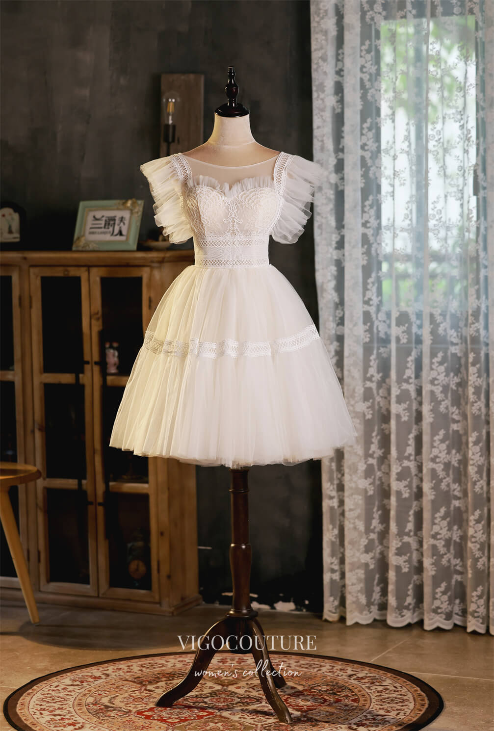 Ivory Lace Applique Homecoming Dresses Cute Graduation Dresses hc148 Ivory / 18W Ivory Lace Applique Homecoming Dresses Cute Graduation Dresses hc148 Ivory / 18W