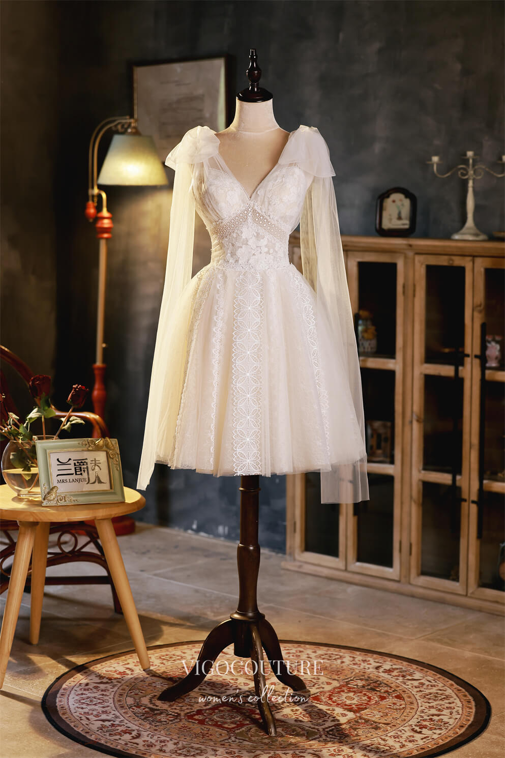 Ivory Lace Applique Homecoming Dresses Cute Graduation Dresses HC153 Custom Colors / US8 Ivory Lace Applique Homecoming Dresses Cute Graduation Dresses HC153 Custom Colors / US8