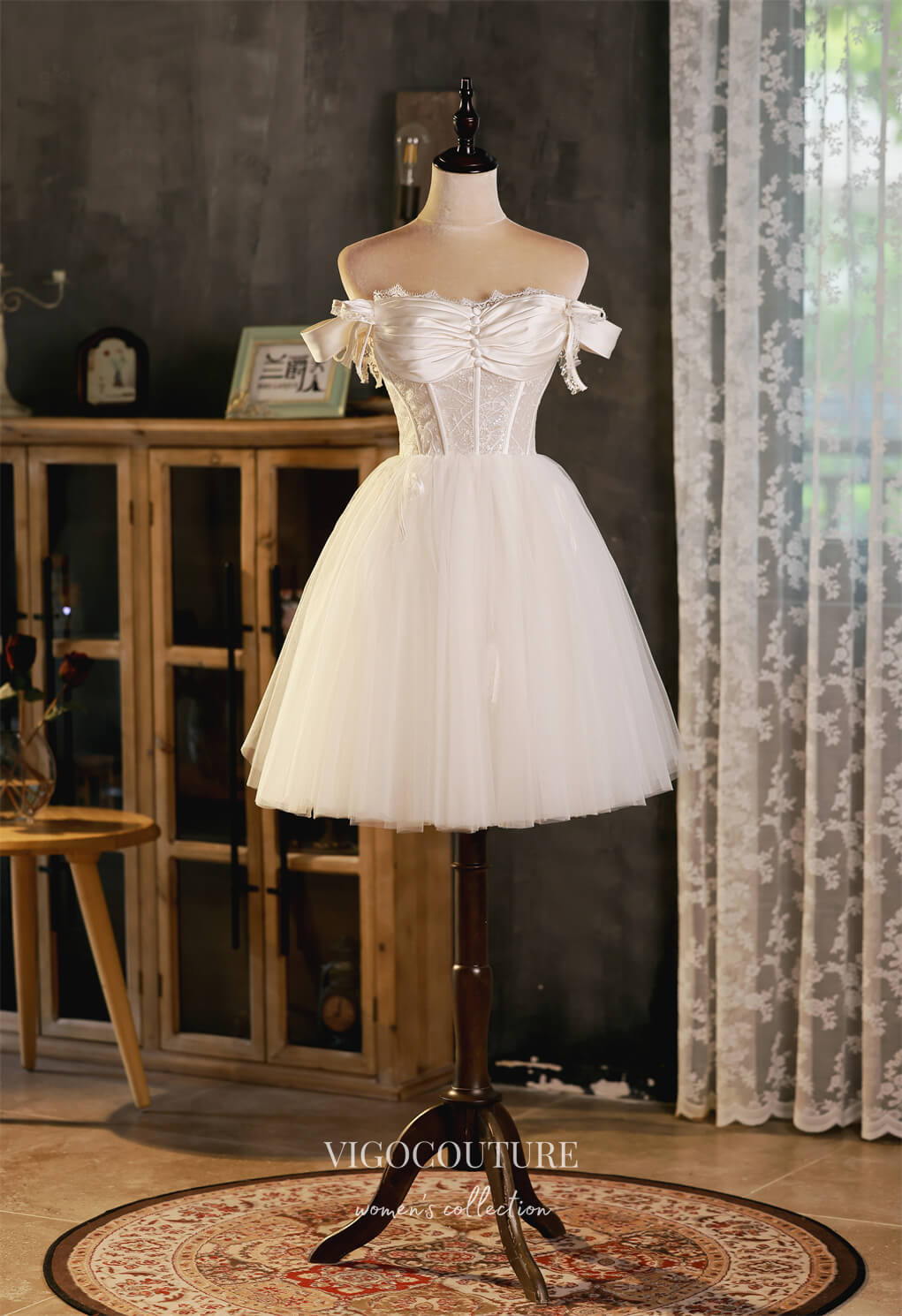 Ivory Off The Shoulder Homecoming Dresses Cute Graduation Dresses HC150 Ivory / US14 Ivory Off The Shoulder Homecoming Dresses Cute Graduation Dresses HC150 Ivory / US14