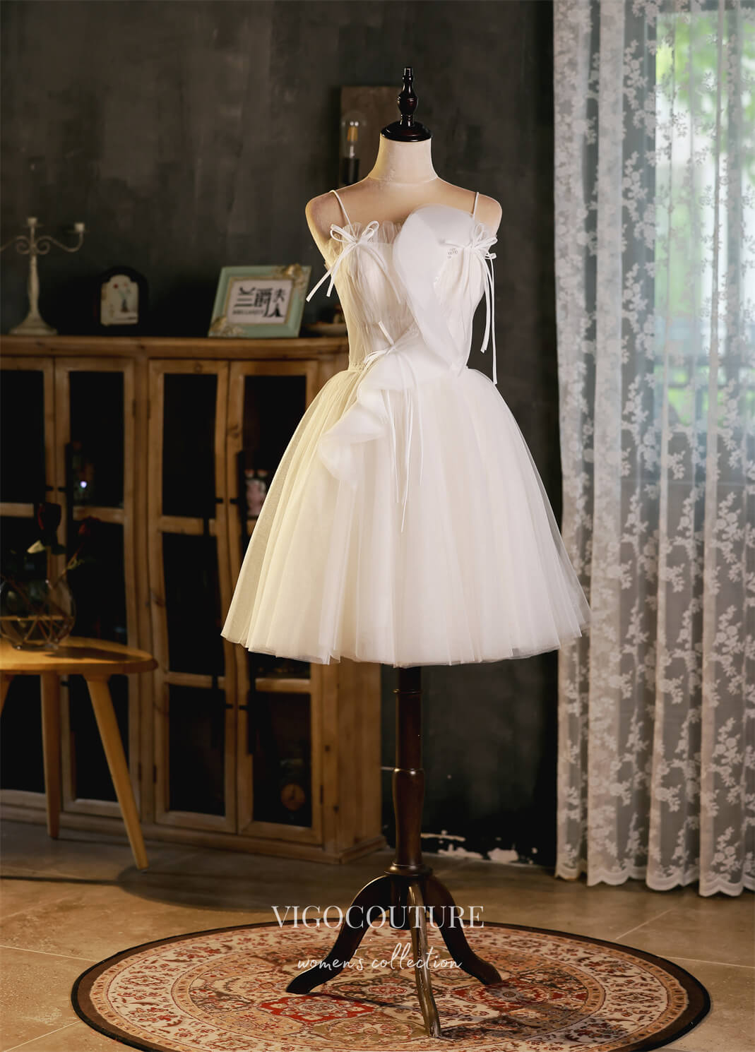 Ivory Spaghetti Strap Homecoming Dresses Cute Graduation Dresses hc149 Custom Colors / US16 Ivory Spaghetti Strap Homecoming Dresses Cute Graduation Dresses hc149 Custom Colors / US16