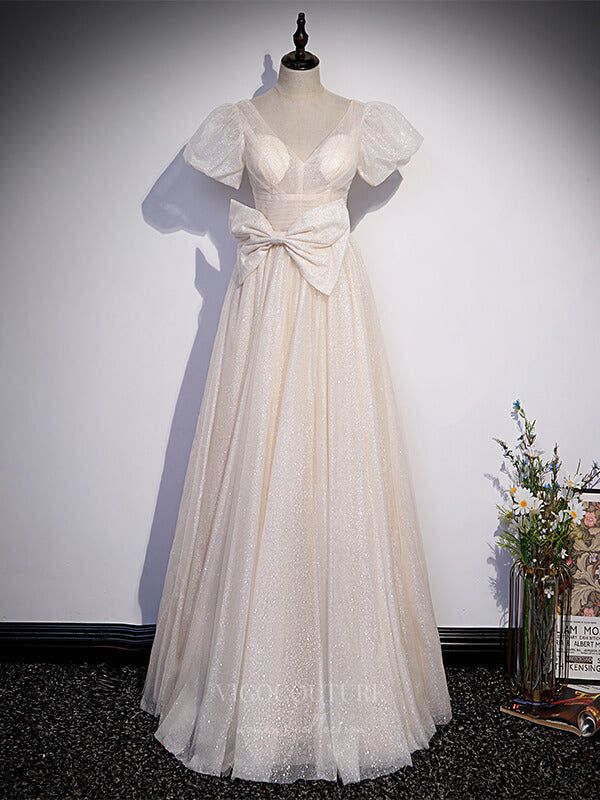 bow sleeve prom dress Bow Sleeve Detailed Gown