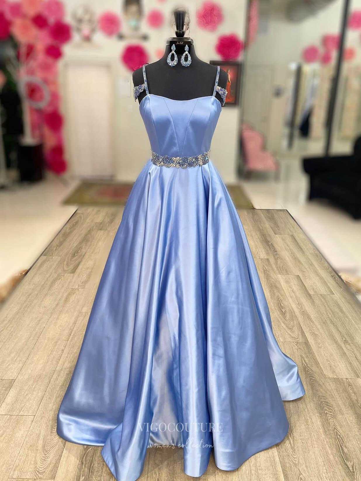 Light Blue Satin Prom Dresses 2024 Beaded Off the Shoulder 24226 vigocouture Light Blue Satin Prom Dresses 2024 Beaded Off the Shoulder 24226 vigocouture