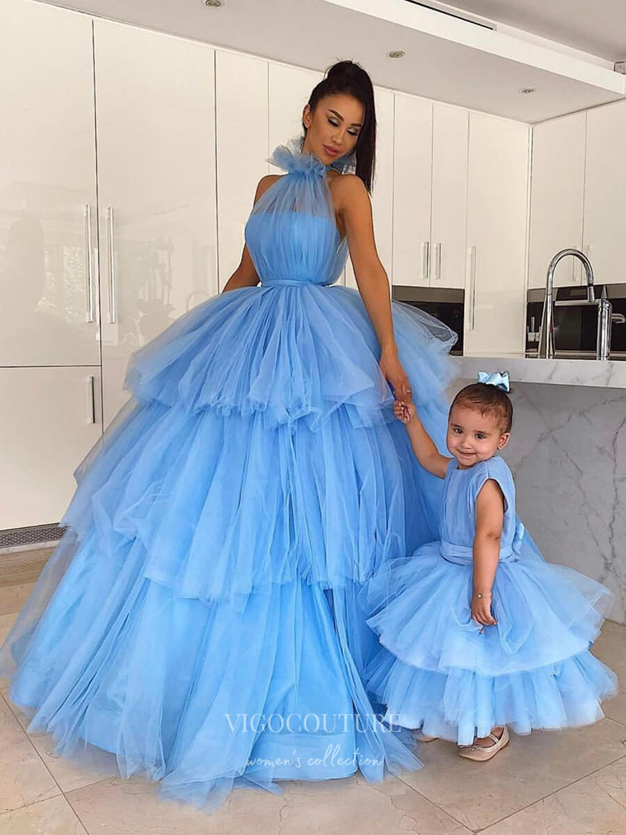 Light Blue Tulle Prom Dresses Ruffled Formal Gown 21813 Custom Colors / US4 Light Blue Tulle Prom Dresses Ruffled Formal Gown 21813 Custom Colors / US4