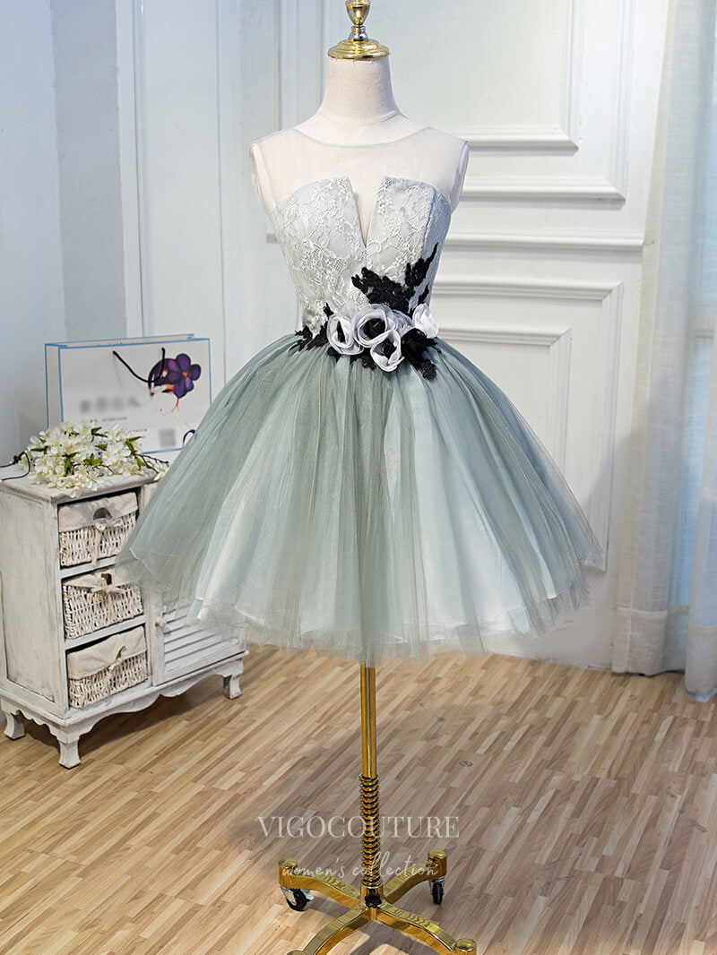 Light Green Homecoming Dresses 3D Flower Dama Dresses HC102 Light Green / 26W Light Green Homecoming Dresses 3D Flower Dama Dresses HC102 Light Green / 26W