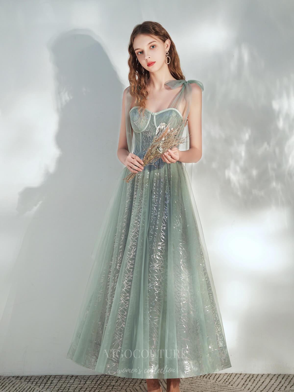 Light Green Spaghetti Strap Prom Dress 20707 Custom Colors / US6 Light Green Spaghetti Strap Prom Dress 20707 Custom Colors / US6