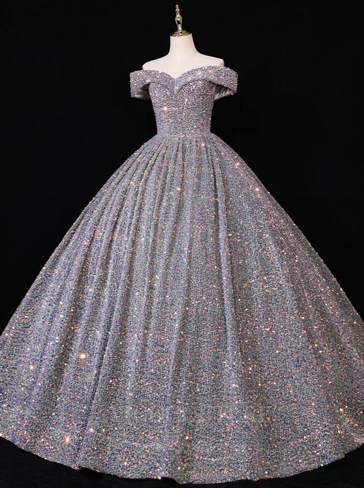 Off the Shoulder Ball Gown Sequin Quinceanera Dresses 20670 Grey / US8 Off the Shoulder Ball Gown Sequin Quinceanera Dresses 20670 Grey / US8