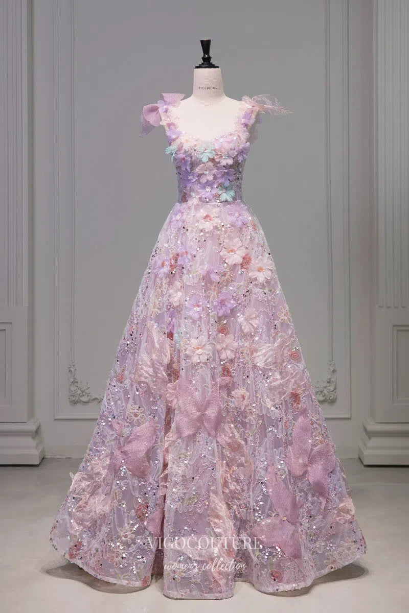 Pink Floral Blossom Prom Dresses 2025 Beaded Butterfly Princess Dress vigocouture Pink Floral Blossom Prom Dresses 2025 Beaded Butterfly Princess Dress vigocouture