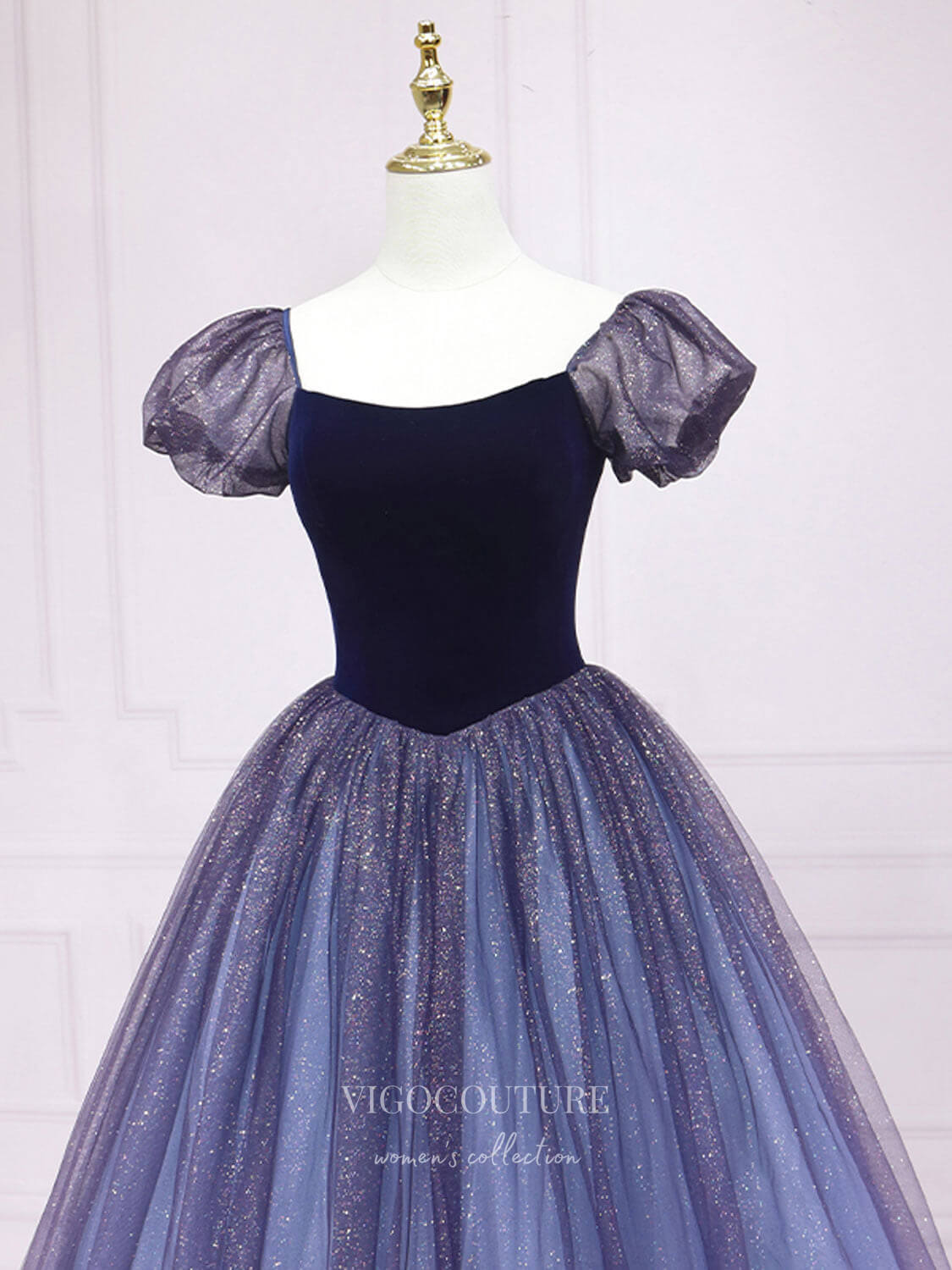 Prom Dress 2025 Purple Sparkly Tulle Prom Dresses Puffed Sleeve Evening Dress 21829-unique elegant Prom Dresses-Purple-US2-vigocouture