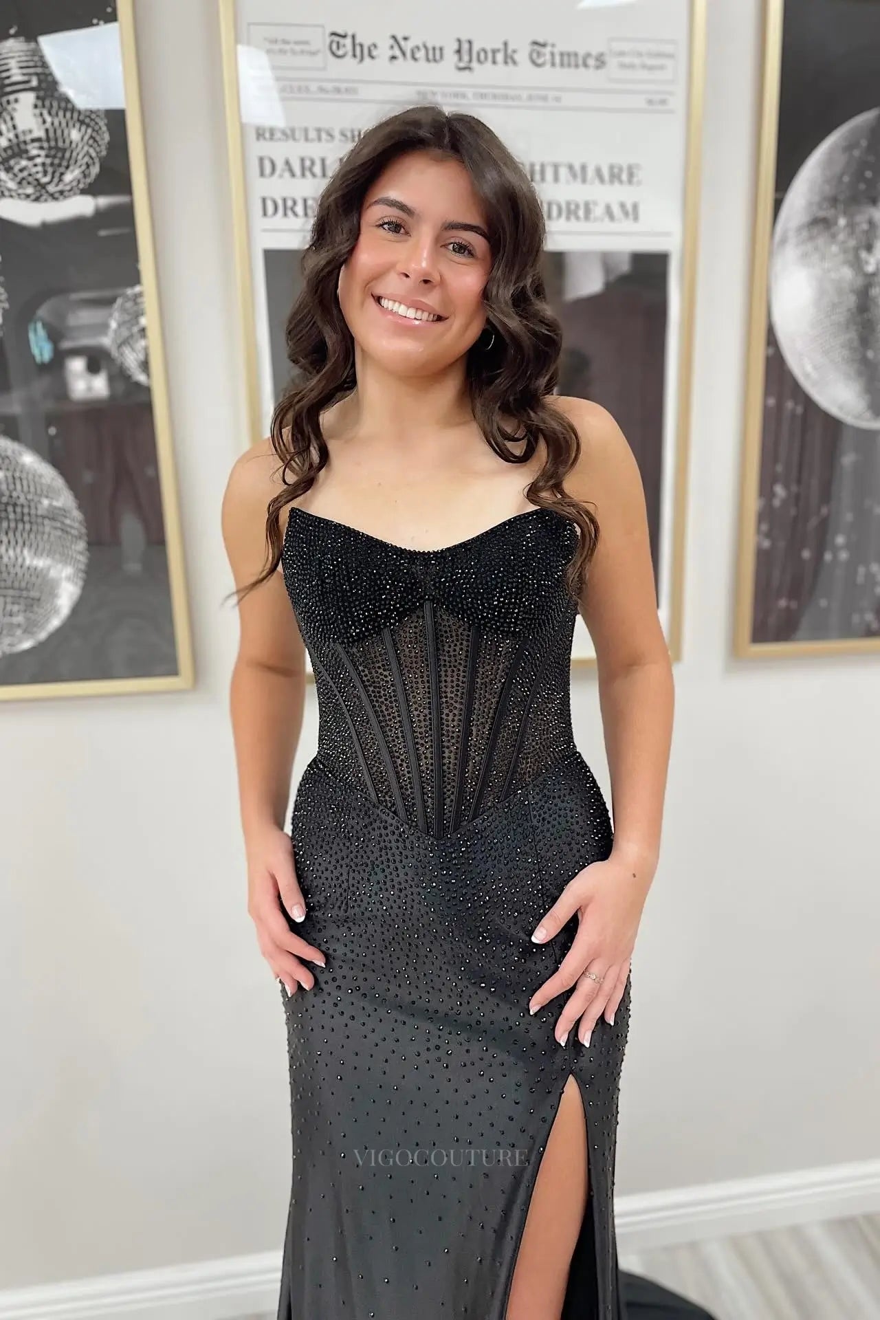 Prom Dresses 2025 to impress Rhinestone Satin Mermaid Prom Dress with Sheer Corset Bodice & High Slit – 26084-vigocouture-vigocouture