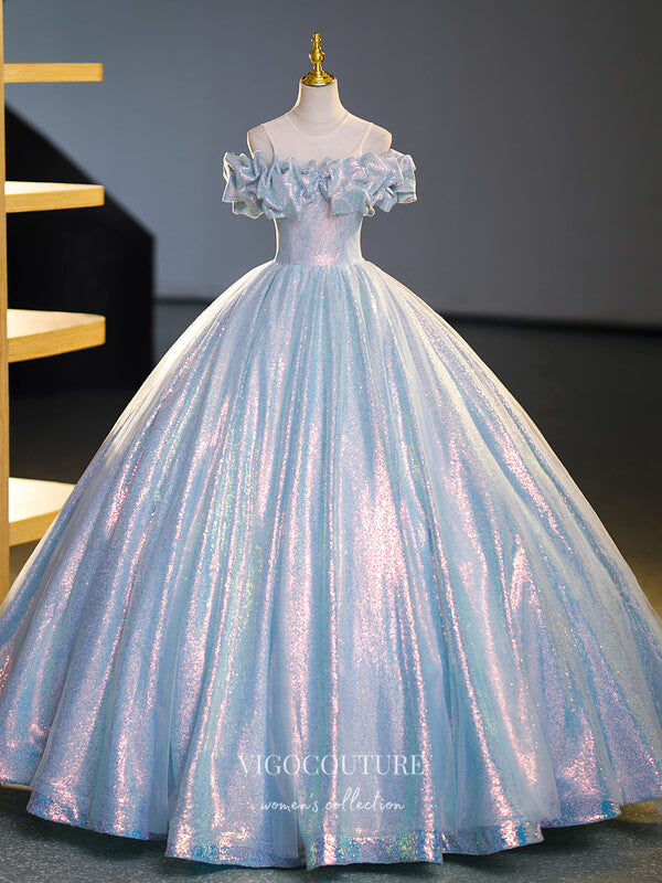 Shimmering Light Blue Prom Dresses Sequin Quinceanera Dress 22350 vigocouture Shimmering Light Blue Prom Dresses Sequin Quinceanera Dress 22350 vigocouture