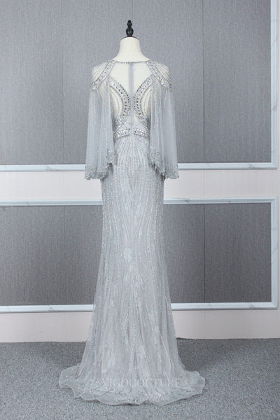 Silver Beaded Long Dress Ladivine Silver Gown Long Sleeve Beaded Dress Silver Long Formal Silver Beaded Long Dress Ladivine Silver Gown Long Sleeve Beaded Dress Silver Long Formal