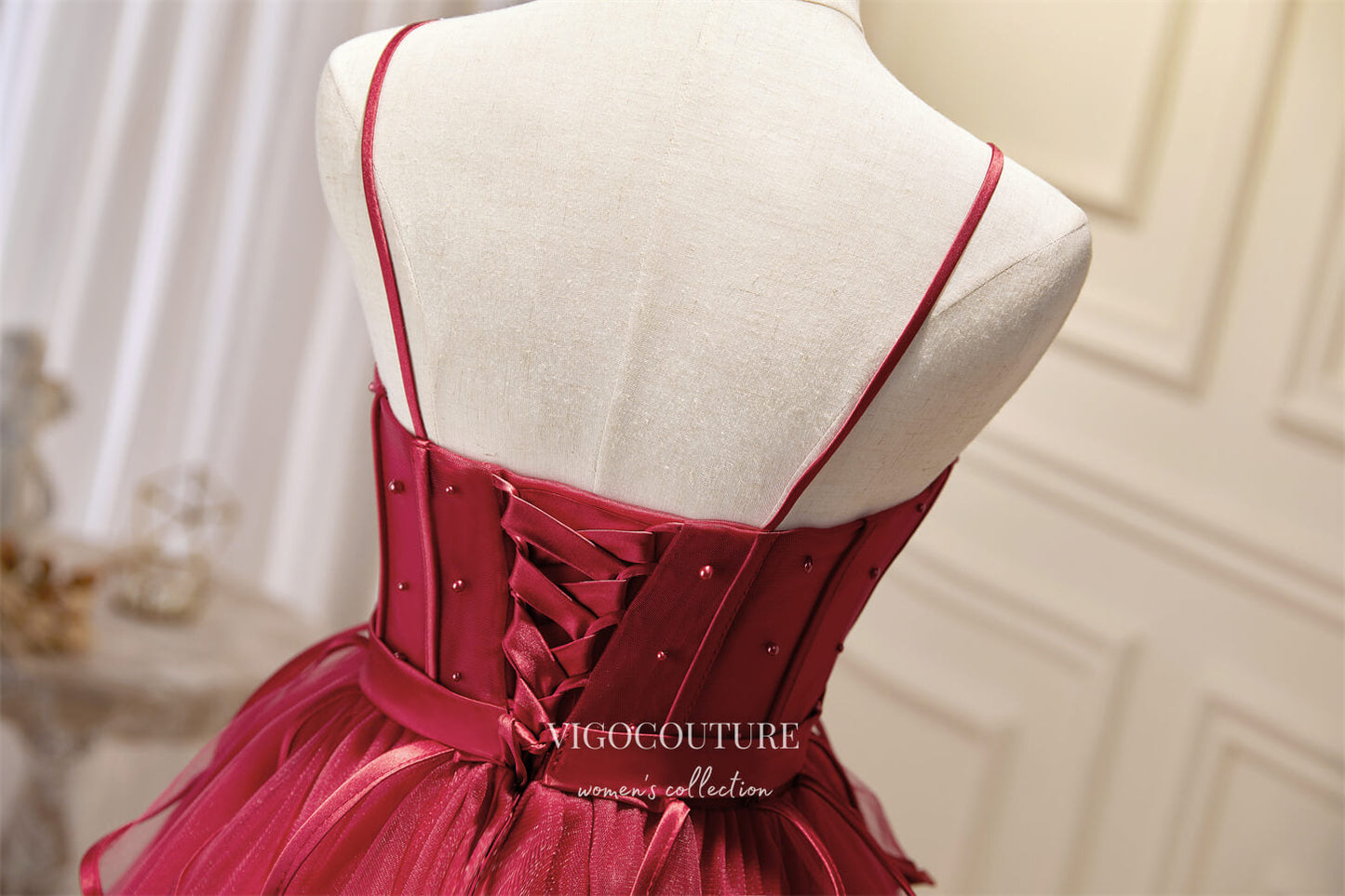 Short Prom Dresses 2025 Tiered Spaghetti Strap Homecoming Dresses Beaded Hoco Dresses hc131-Prom Dresses-vigocouture-vigocouture