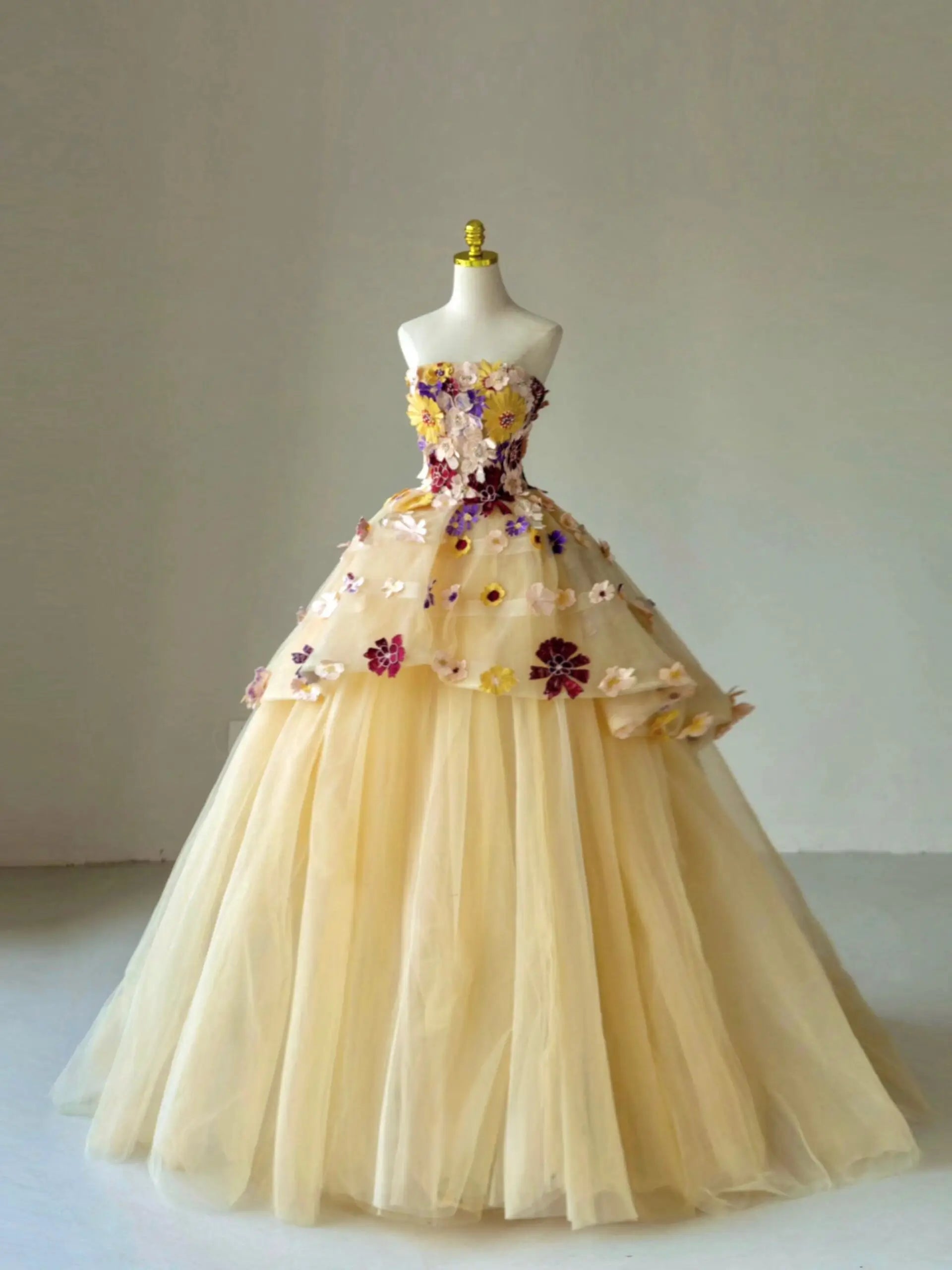 Yellow Strapless Floral Quinceañera Dress – Style 25300 Yellow / US12 Yellow Strapless Floral Quinceañera Dress – Style 25300 Yellow / US12