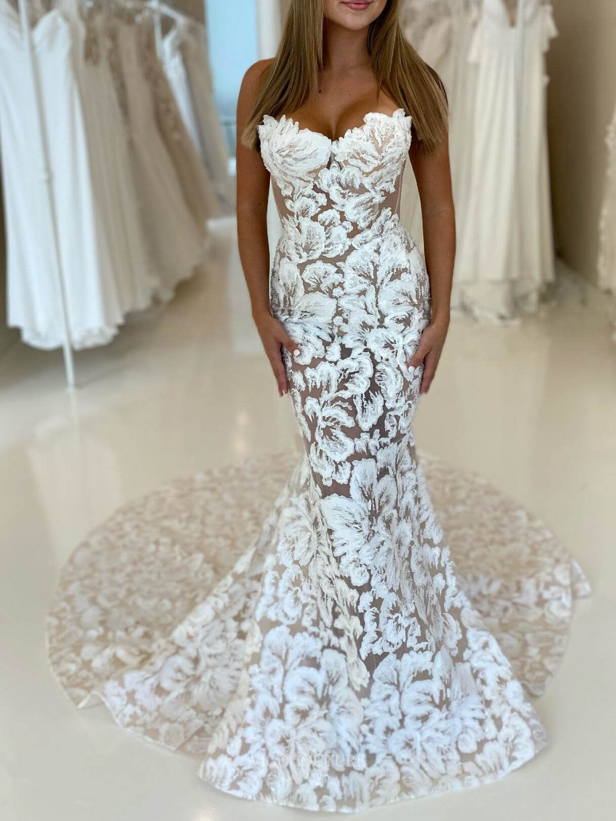 boho floral wedding dress Exquisite A-Line Oversized Motifs Gown MakerryBridal Fully Lined FLORAL WEDDING DRESS with Bohemian