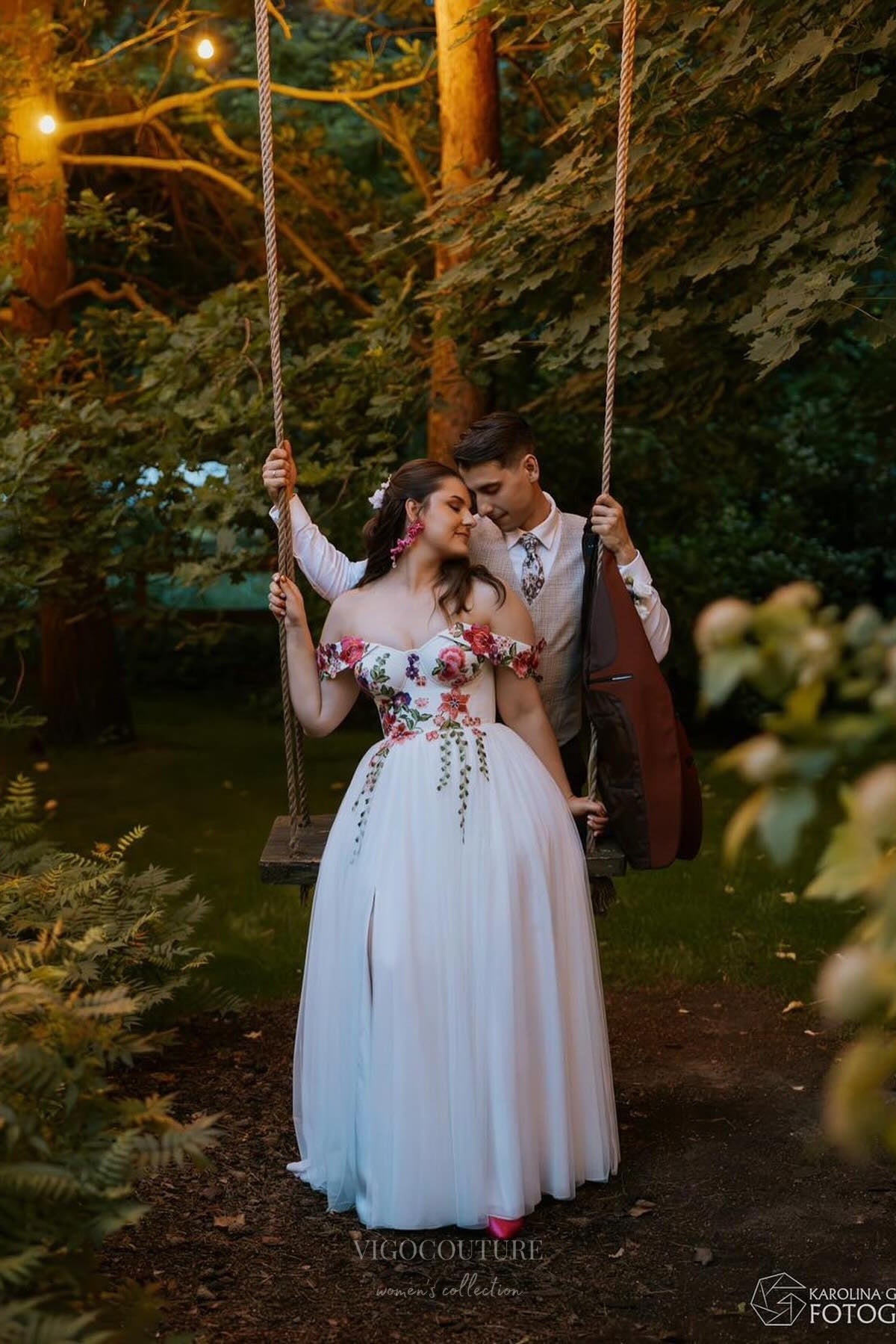 Wedding Dresses 2025 to impress Ivory Floral Embroidered Wedding Dress with Off-Shoulder Sleeves, Romantic Wildflower Bodice & Flowing Tulle Skirt – W2367-vigocouture-vigocouture