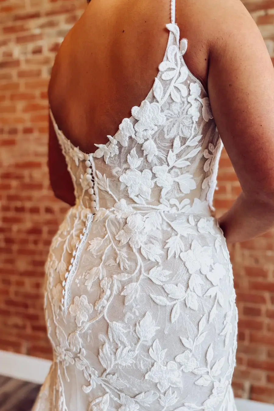 Wedding Dresses 2025 to impress Ivory Lace Mermaid Wedding Dress with Spaghetti Straps, Plunging Neckline & Chapel Train – W2293-vigocouture-vigocouture