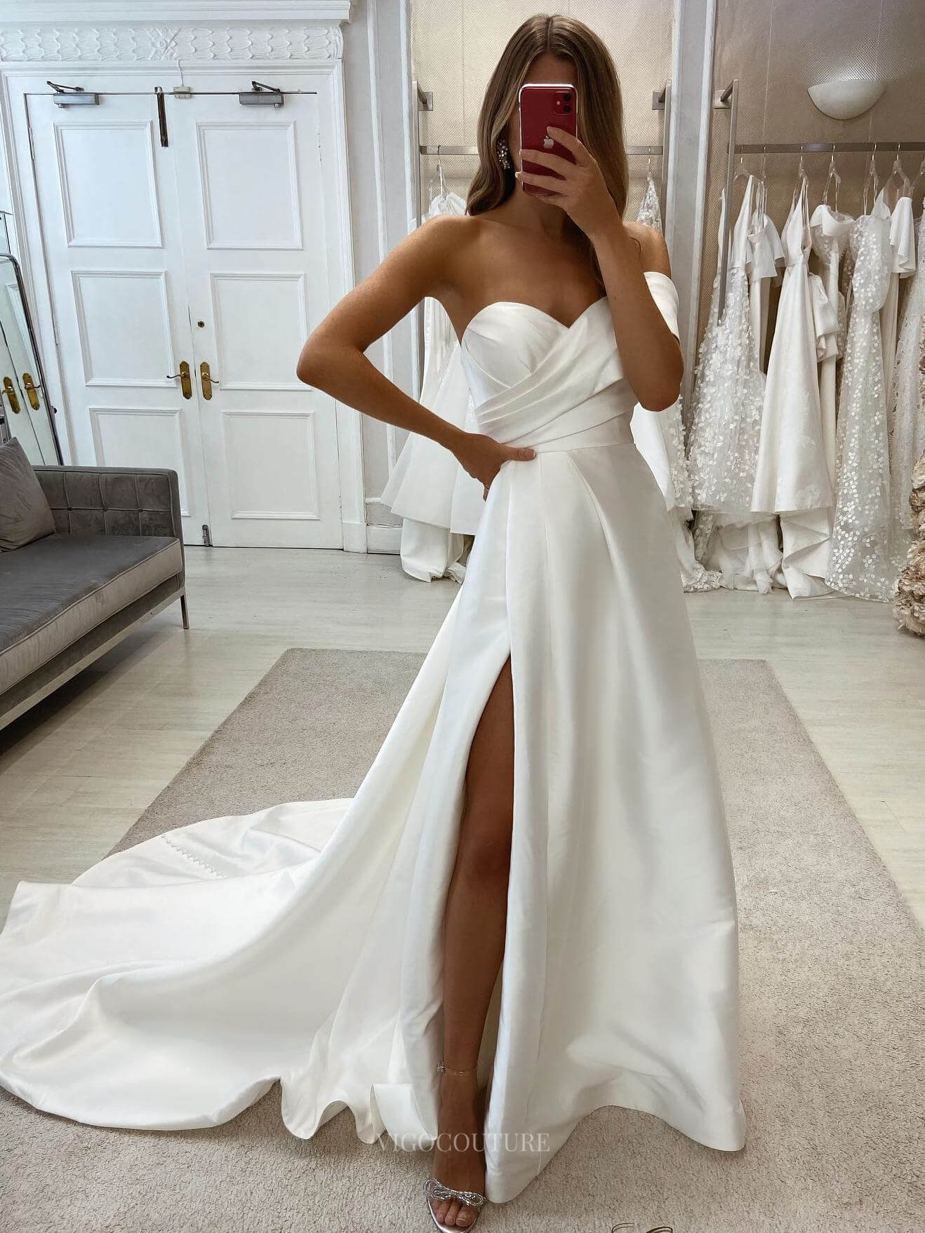 Wedding Dress Ivory Satin Sweetheart A-line Long 2025 Wedding Dress Ivory Satin Sweetheart A-line Long 2025