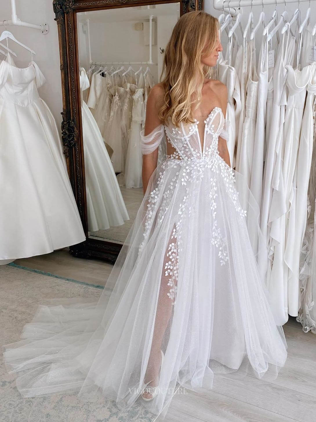 sheer neckline wedding dress Vintage-Inspired Lace Wedding Dress with Mock Neckline