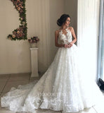 vigocouture-3D Flower A-Line Wedding Dresses Sequin Bridal Dresses W0037-Wedding Dresses-vigocouture-