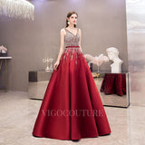vigocouture-A-line Beaded With Pockets Satin Prom Dresses 20027-Prom Dresses-vigocouture-