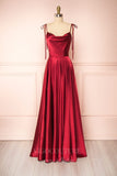 vigocouture-Satin Spaghetti Strap Prom Dress 20577-Prom Dresses-vigocouture-Burgundy-US2-