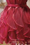 vigocouture-Tiered Spaghetti Strap Homecoming Dresses Beaded Hoco Dresses hc131-Prom Dresses-vigocouture-