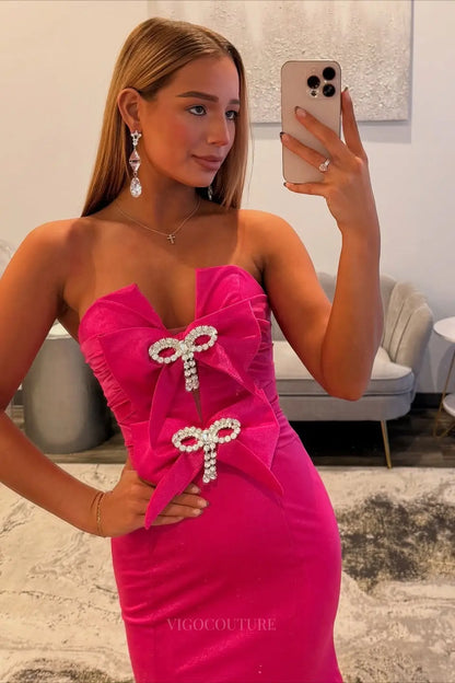 Strapless Mermaid Prom Dress with Crystal Bow Detail – 26133