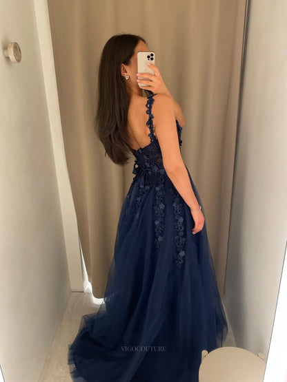 Enchanting Floral Lace A-Line Prom Dress with Sheer Corset Bodice and Tulle Skirt - P26048