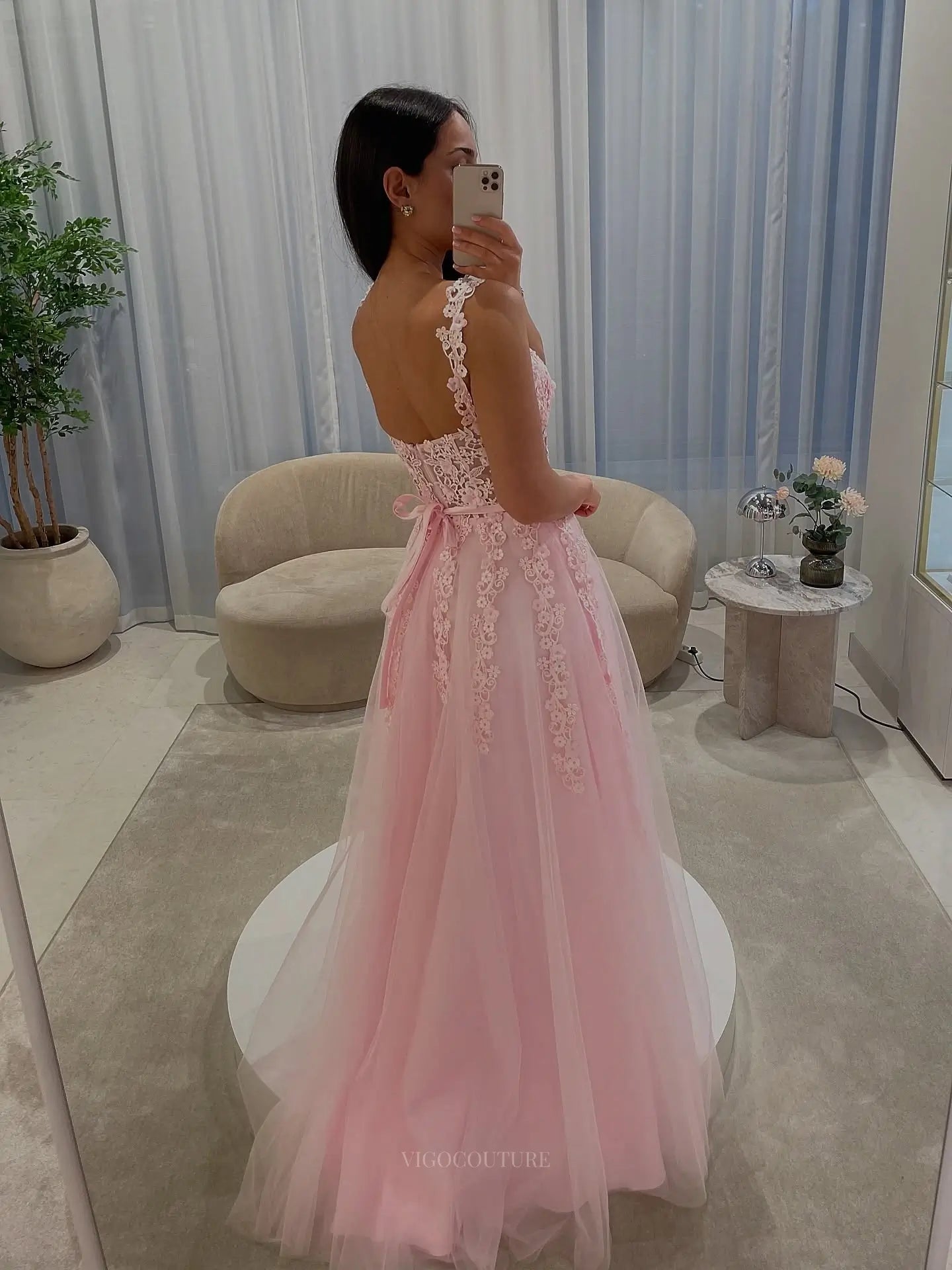 Enchanting Floral Lace A-Line Prom Dress with Sheer Corset Bodice and Tulle Skirt - P26048
