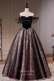 Black Jacquard Satin Prom Dresses Off the Shoulder Evening Dress 22388-Prom Dresses-vigocouture-Black-Custom Size-vigocouture