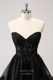 Black Sweetheart Ruffled Homecoming Dresses Strapless Back to School Dress hc393-Prom Dresses-vigocouture-Black-Custom Size-vigocouture