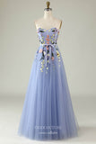 Blue Floral Sweetheart Prom Dresses Lace Applique Formal Gown 24537-Prom Dresses-vigocouture-Blue-Custom Size-vigocouture