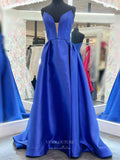 Blue Strapless Satin Cheap Prom Dresses Sweetheart Neck Formal Gown 24134-Prom Dresses-vigocouture-Blue-Custom Size-vigocouture